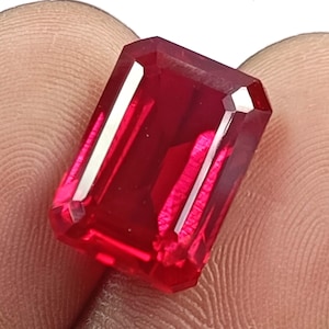 Pink Ruby 10.65 Carat Natural Certified Loose Gemstone Faceted Emerald Cut from Burma Ruby Stone Elegant Semi-Transparent Clarity 5DJB