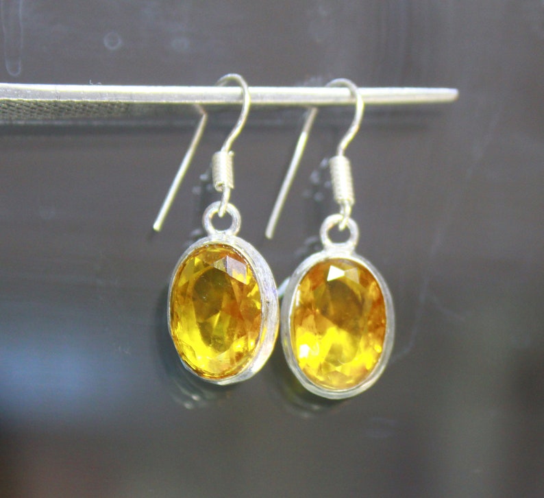 Gift 925 Sterling Silver Oval Faceted Gemstone Earrings Citrine Jewelry,Silver Earrings 25.06 Ct Certified Citrine Earrings