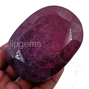Big Ruby 2554 Carat Certified from African Red Ruby Opaque Transparency 91x65x35 MM Color Enhanced (DYED) Faceted Oval Cut Stone 5LAR