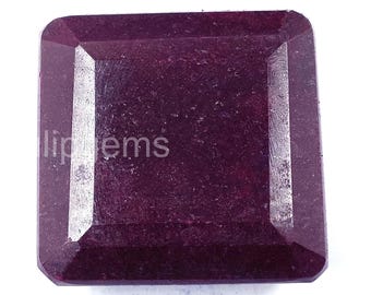Splendido rubino rosso da 809,00 carati certificato dall'Africa, 46x45x24 mm, rubino rosso opaco, trasparenza, colore migliorato (tinto), pietra taglio smeraldo 5LSV