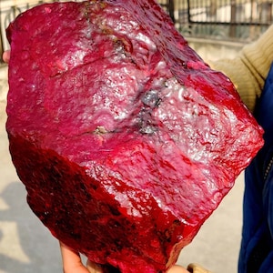 Hurry Up Now ! 39075 Carat 8 Kg Certified Natural Genuine Earth Mined Uncut Shape Big Size Red Ruby Raw Rock Gemstone Rough From Africa ! RR