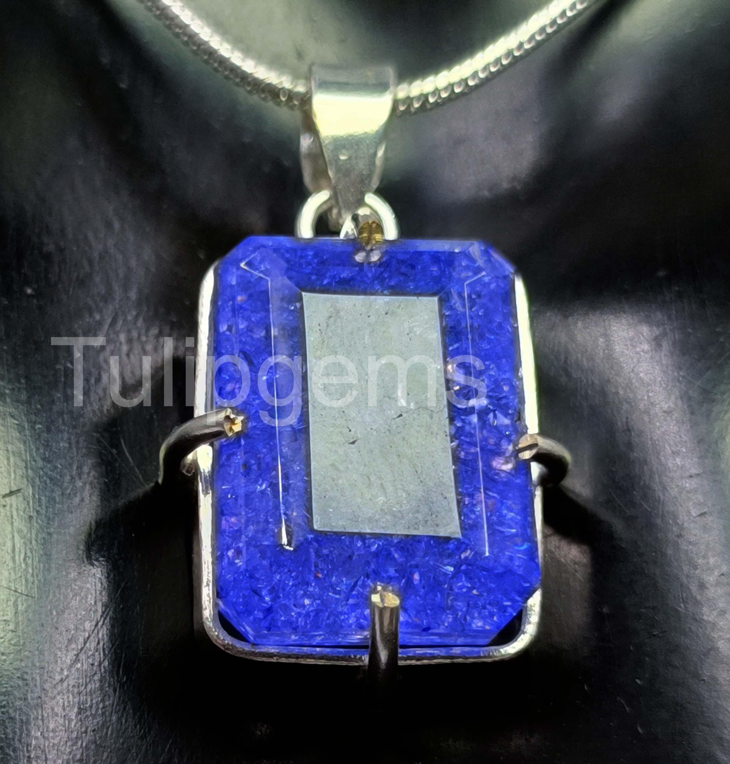 タンザナイト　NOHEET　5、89CT Beautiful Blue Tanzanite 61.5 Ct CERTIFIED 925 Stealing Silver