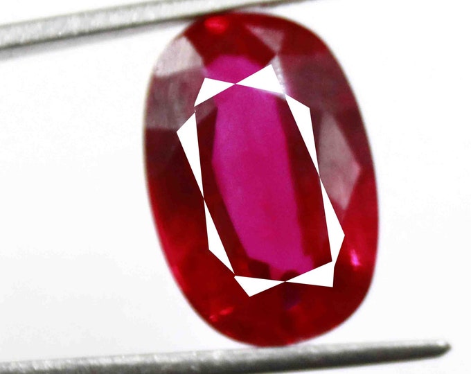 Expedite Shipping 17.00 Ct Certified Natural Untreated/Unheated  Emerald Shape Size 20 x 14 mm Pink Fire Ruby Gemstone From Burma NV450