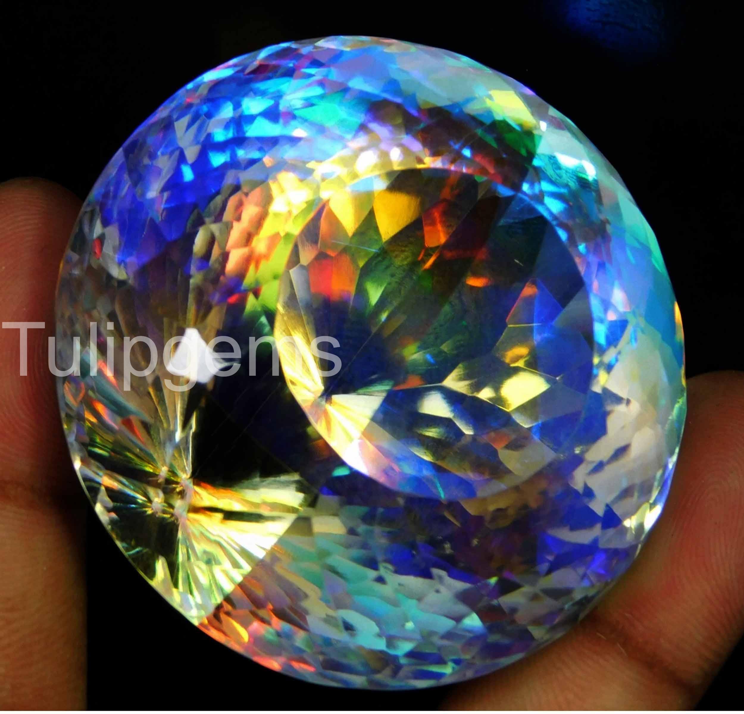 AAA + grande topaze mystique 77,75 ct. pierre précieuse en