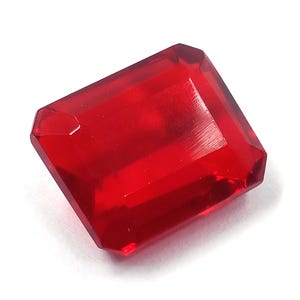 Genuine Red Ruby Gemstone 5 CT , Emerald Cut  Natural Ruby Crystal for Collectors 6OSP