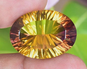 Certified 35.25 Ct Ametrine | Flawless Natural Bi-Color Oval Shape Gemstone | Untreated Rare Stone 5NJP
