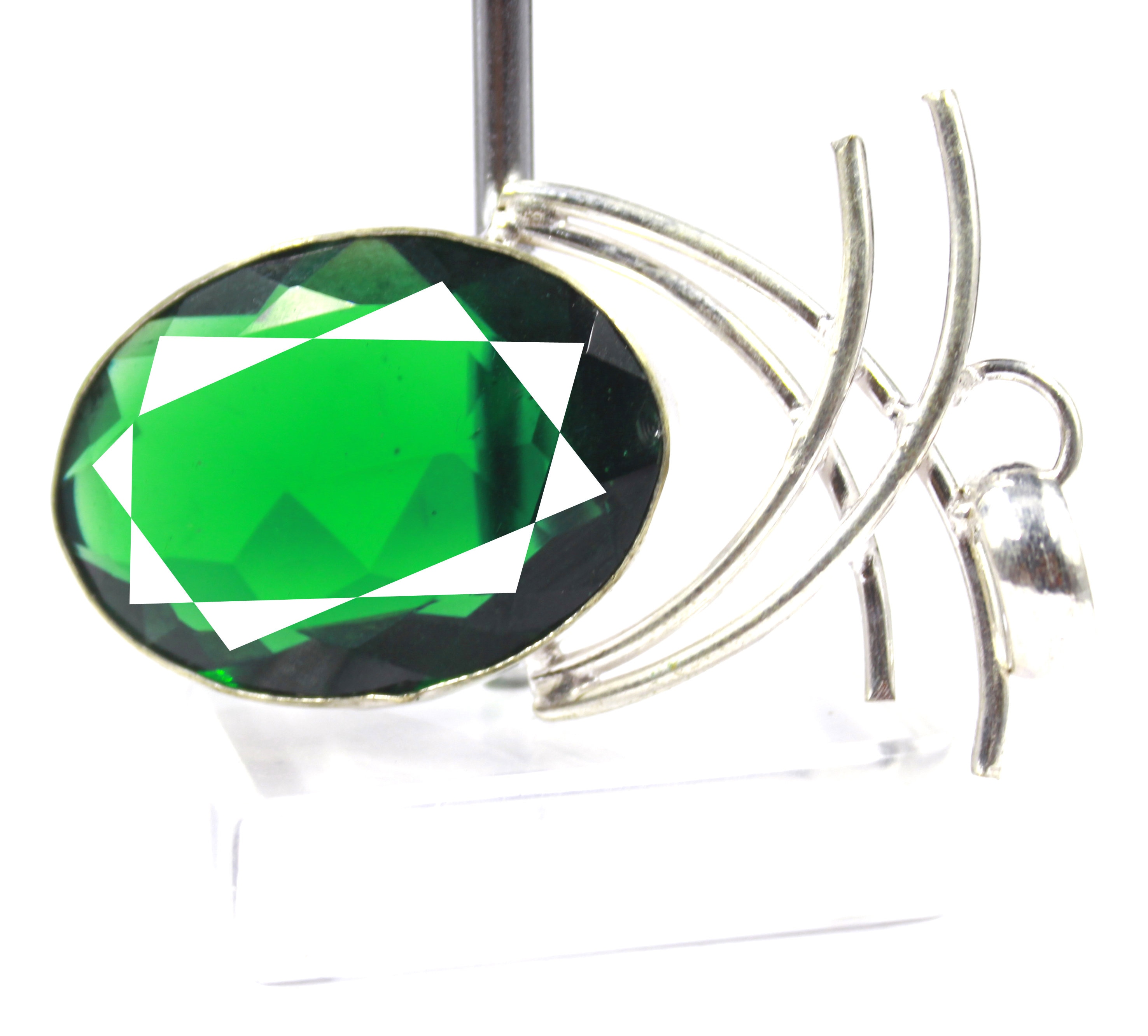 73.75 Carat Oval Shape Green Moldavite 925 Sterling Silver Pendant From Czech Republic With Free Silver Chain