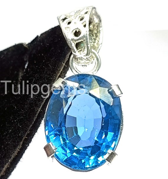 Pendentif En Argent 925 Avec Saphir Naturel Bleu Ovale 30 Carats - Certifié AGL - Neuf