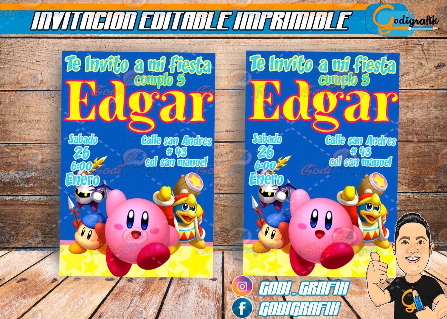 Invitation Digital Kirby Editable PSD Etsy