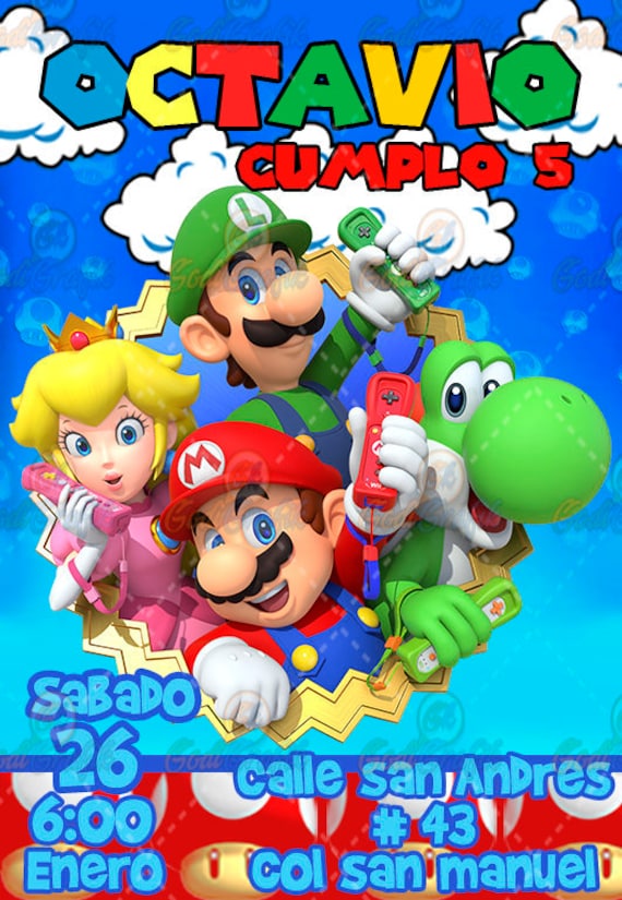 Invitación Animada de Cumpleaños Mario Bros (Editable) - Eternitips