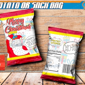 Merry Christmas Chip Bag,Merry Christmas chip bags, Merry Christmas Chip Bags,Printable