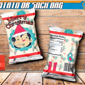 Merry Christmas Chip Bag,Merry Christmas chip bags, Merry Christmas Chip Bags,Printable