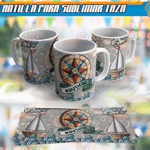 Sublimation Templates Mug PNG, JPG, PDF for Nautical Cup sublimation