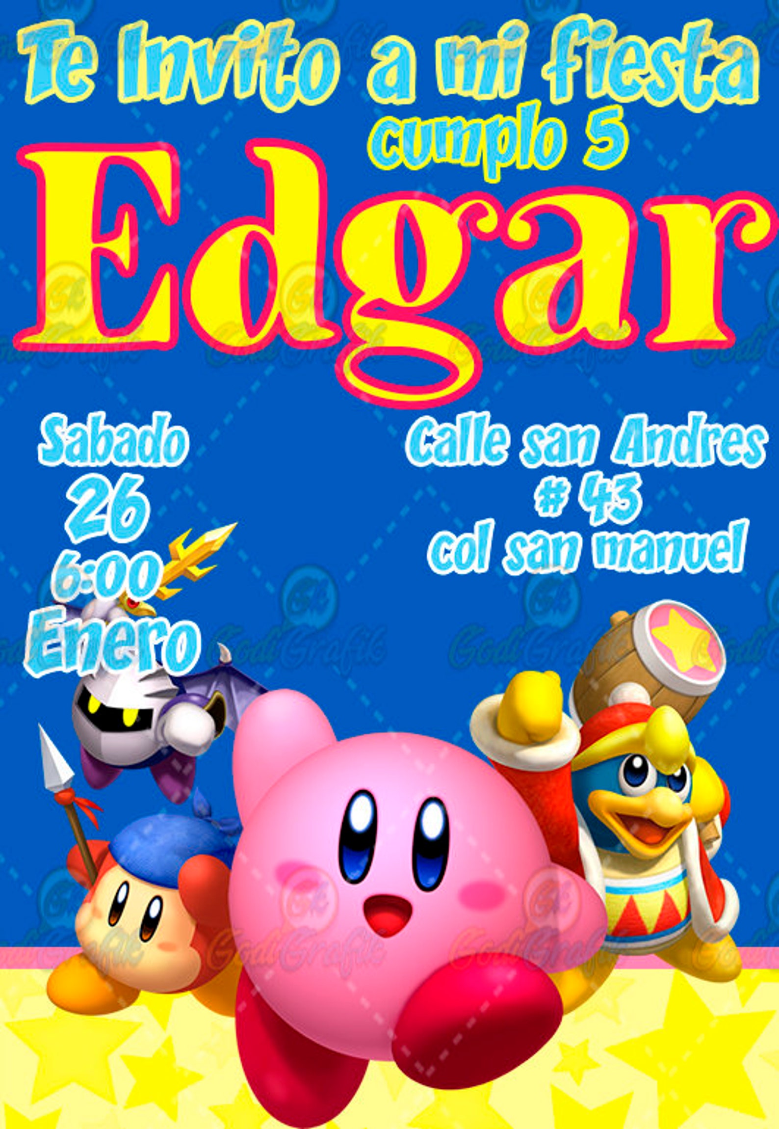 Invitation Digital Kirby Editable PSD Etsy