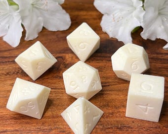White Chocolate Edible Dice Set: 7 Piece RPG Gaming Treats