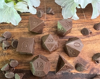 Milk Chocolate Edible Dice Set: 7 Piece RPG Gaming Treats