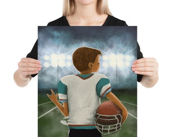 Print - Boy wearing a football uniform - ASL - Sign Laguage