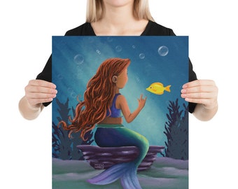 Print - Little Mermaid signing "I Love You" ASL