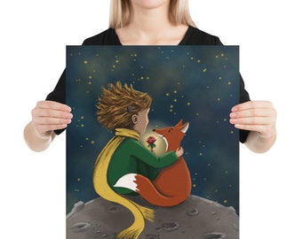 Little Prince with BAHA (Bone Anchored Hearing Aid) - Fox and Rose - Print