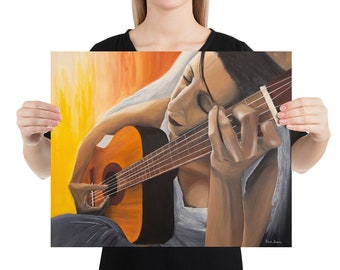 Print - Woman playing guitar - Only Within - Hearing Loss