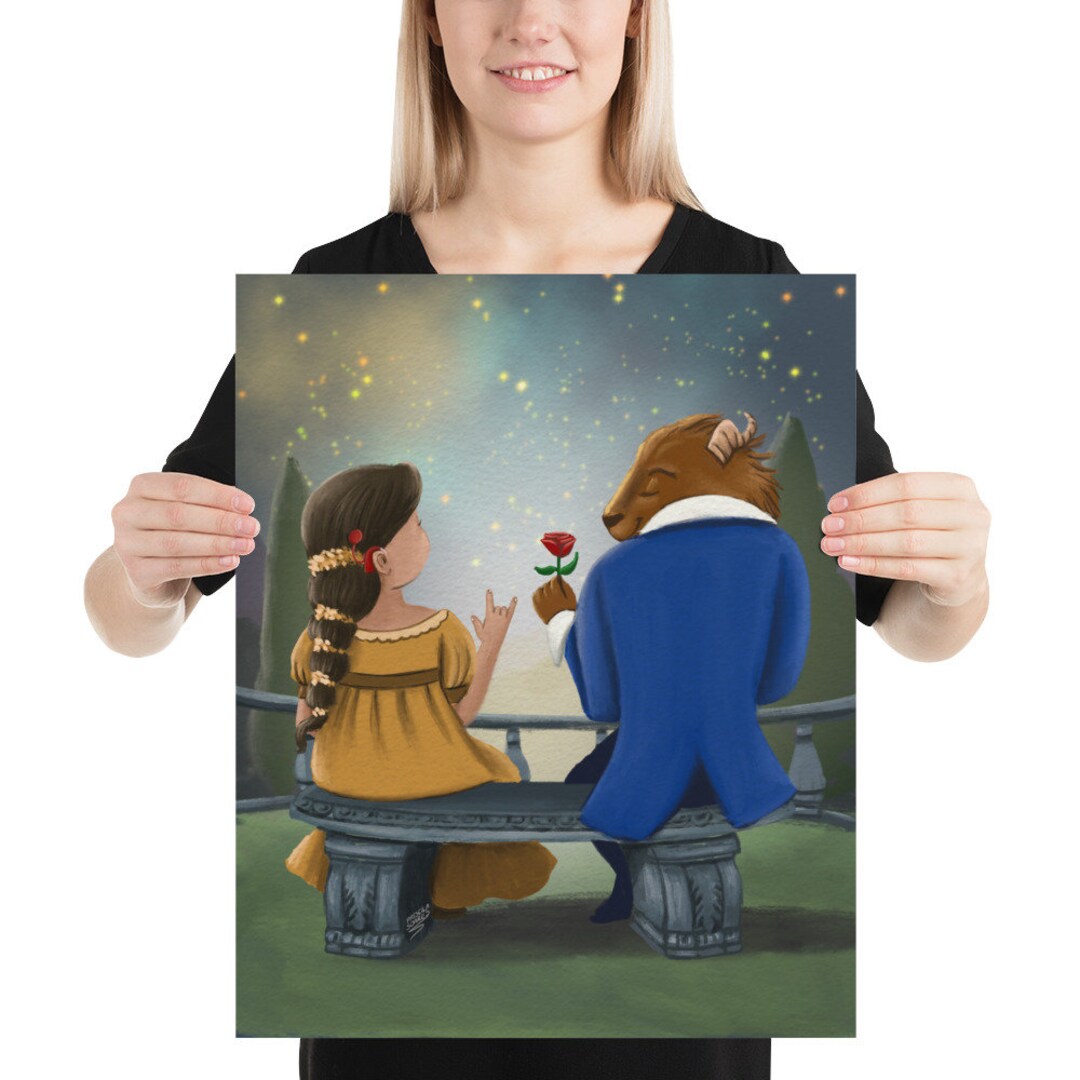 Print - Belle With Cochlear Implant and the Beast - ASL Deaf - Etsy