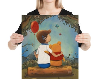 Print - Christopher Robbins with Cochlear Implant and Winnie the Pooh