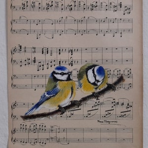 olieverfschilderij op papier,olieverf op papier,olievogels,vogels olieverf op papier