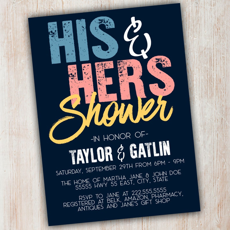 His & Hers Wedding Shower Invitation Etsy
