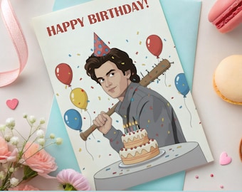 Biglietto di auguri di compleanno di Steve Harrington Hawkins: PDF stampabile 5x7 (download digitale)