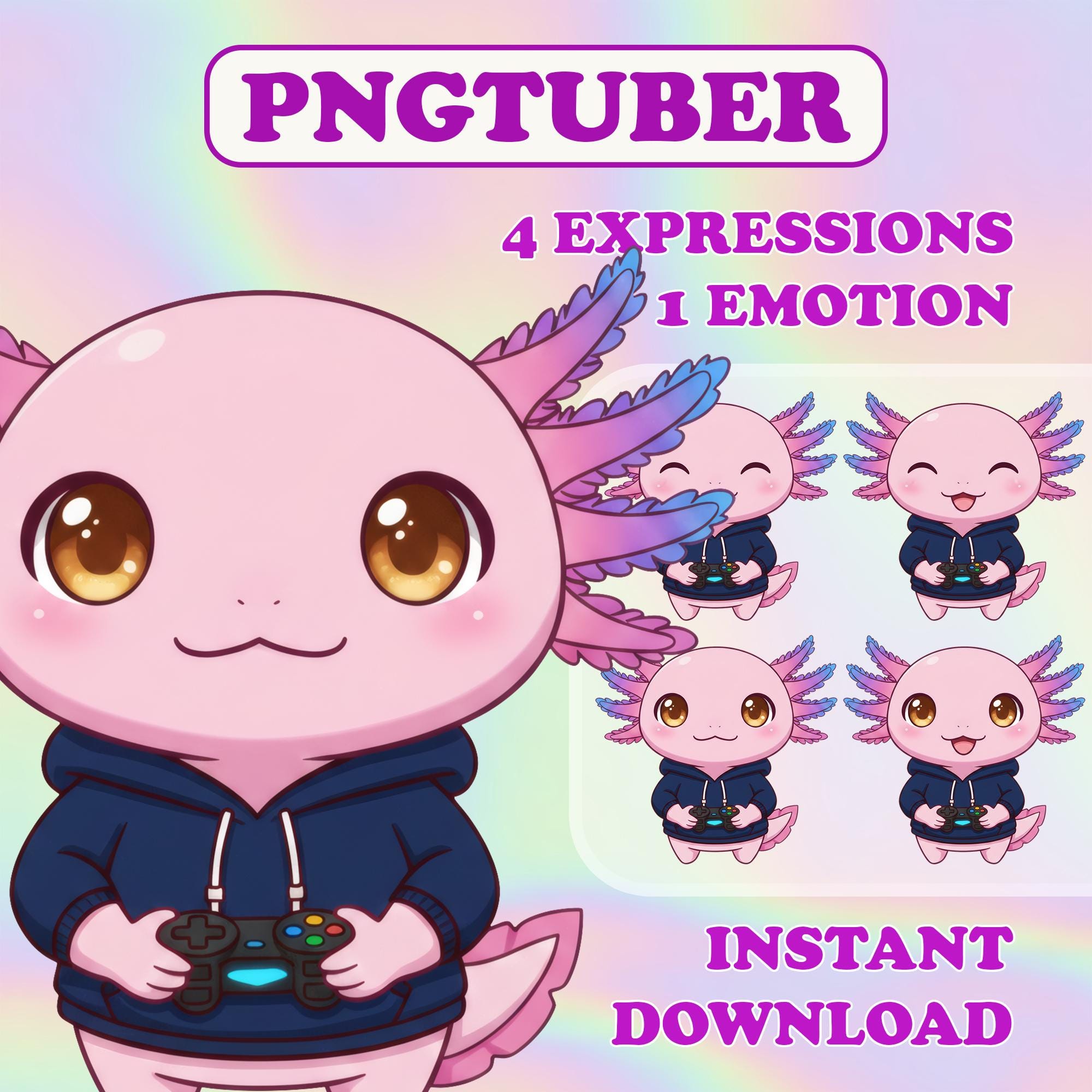 Axolotl Gamer Pngtuber Model Avatar for Twitch & Youtube Stream ...
