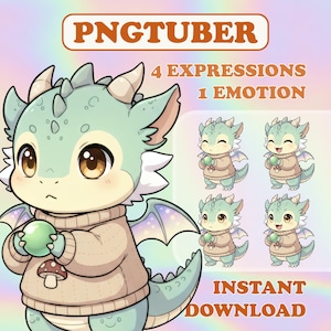Anime Kawaii Dragon PNGTuber Model: Twitch & YouTube Stream Avatar (Digital Download)