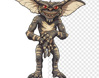 Gremlins Angry Gizmo Clipart, Aquarell Vektor Monster PNG (digitaler Download)