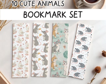 Animal Bookmark Set – PNG & PDF Files (Digital Download)
