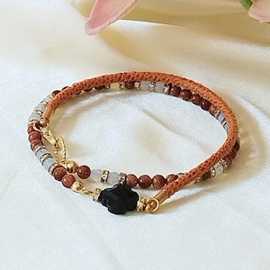 Wrap bracelet leather pearls - pearl bracelet double row - colored bracelet - gift girlfriend - wrap bracelet leather women
