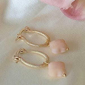Clover leaf earrings - gold creoles - clover leaf earrings gold - creoles with pendant - colored earrings - summer jewelry - gift for girlfriend