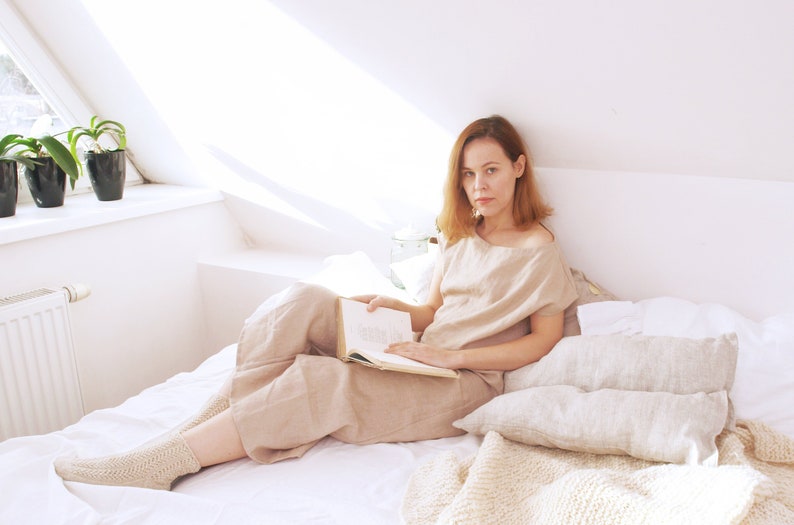 Linen pajama pants Wide leg linen pants Womens linen clothing Plus size clothing Womens linen sleepwear Linen nightwear Linen pajama