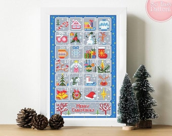 Advent calendar cross stitch, Holiday cross stitch, Christmas sampler cross stitch, Modern christmas chart, Winter cross stitch pattern,