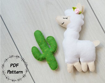 Lama felt Pattern Baby Mobile Pattern llama decor Cactus ornament llama gifts Felt Llama Pattern PDF Pattern Llama Sewing Pattern Llama