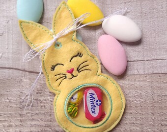 Osterhase Leckerli Tasche In The Hoop Maschinenstickerei, Osterhase Peekaboo Candy Bag Design für Maschinenstickerei mit Anleitung