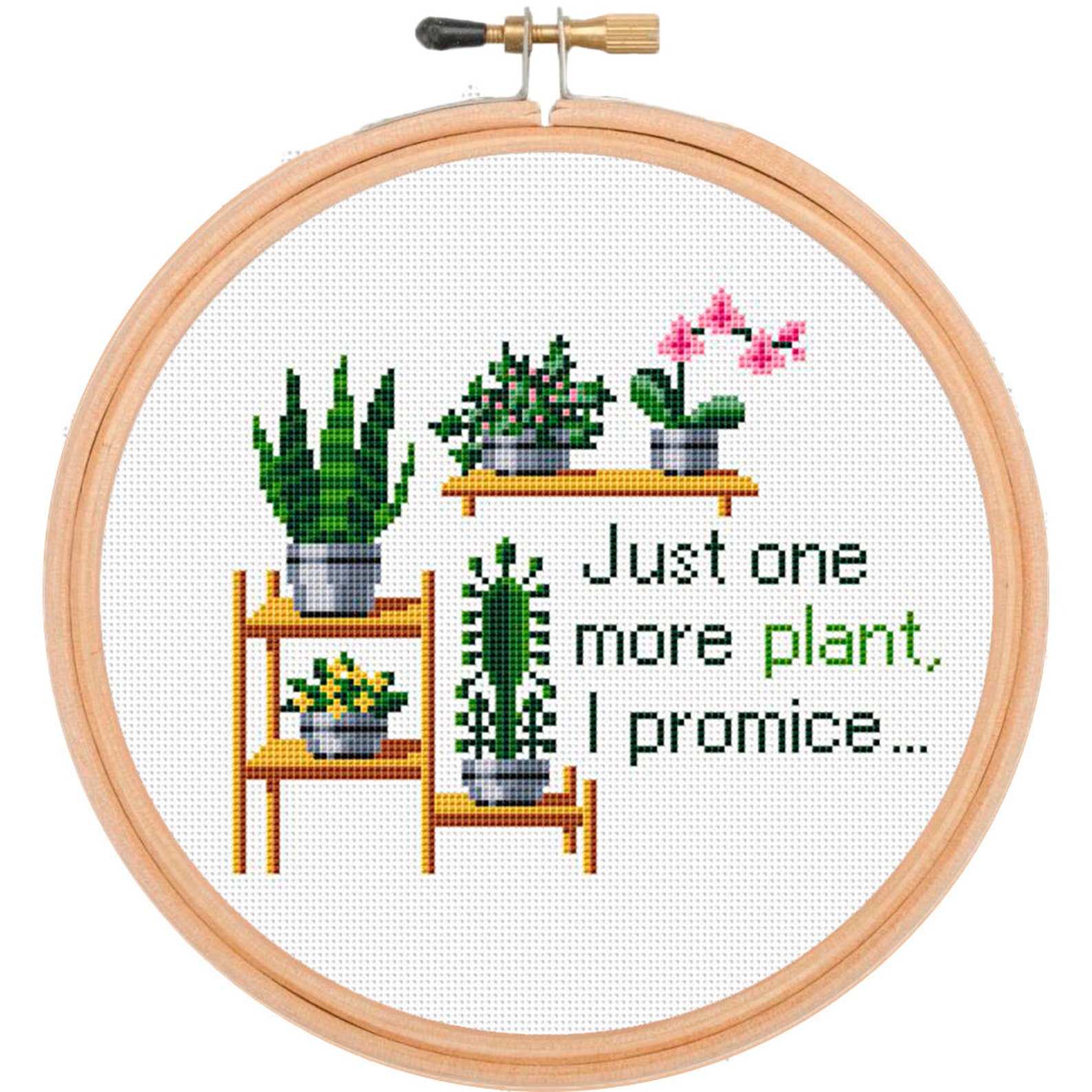 Plants Cross Stitch Pattern PDF Just One More Plant Funny Etsy