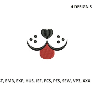 Broderidesign för ansiktsmask, hundnosbroderidesign, maskinbroderidesign, vuxen- och barnmask, rolig, söt mun, hundbroderi