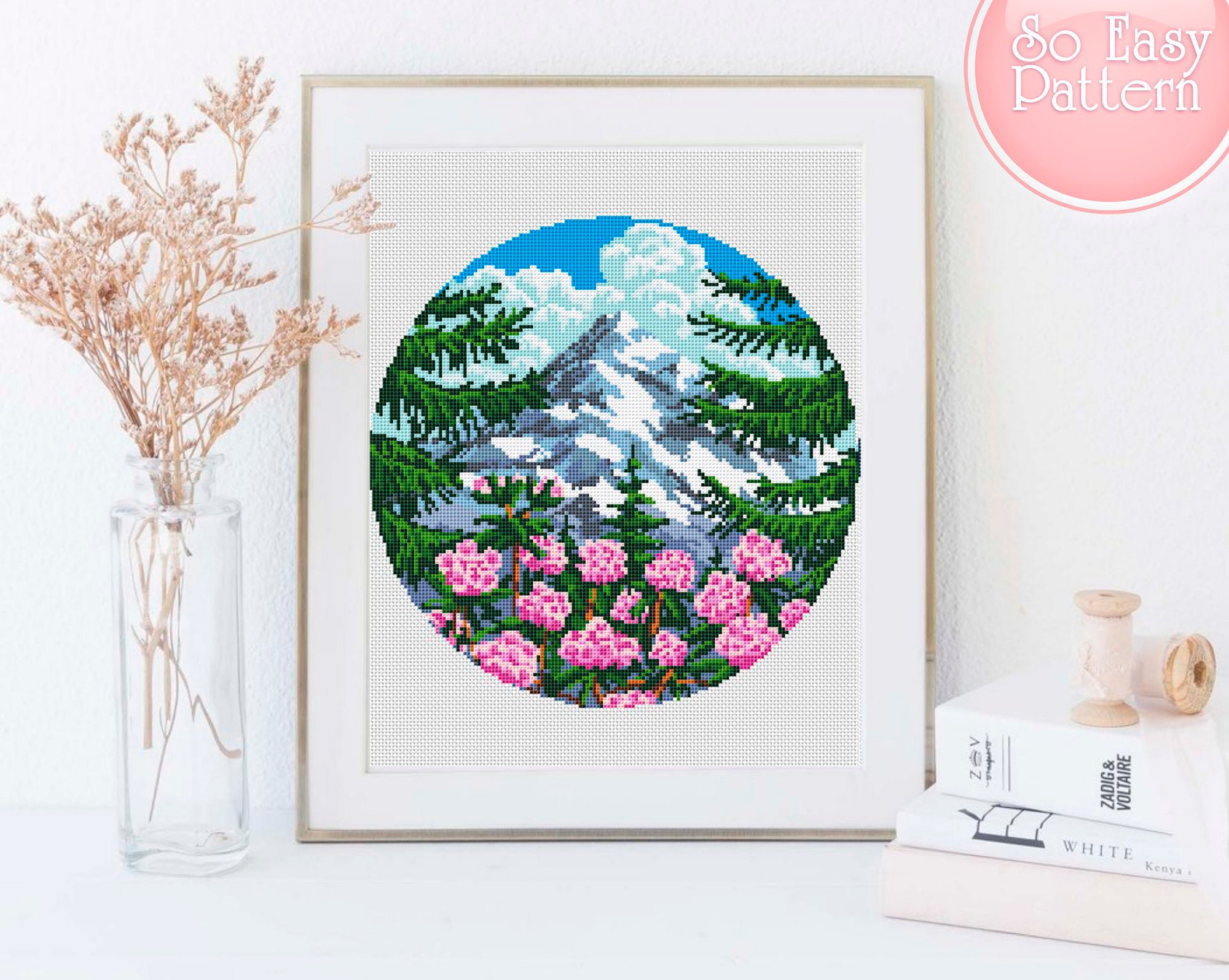 Landscape Modern Cross Stitch PDF Pattern Nature Cross Stitch Mountain ...