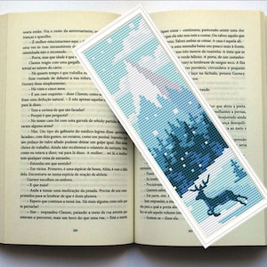 Bookmark Cross Stitch Pattern, Winter landscape Bookmark Counted Cross Stitch, Embroidery digital PDF pattern, Handmade Gift for book lover
