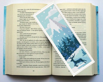 Bookmark Cross Stitch Pattern, Winter landscape Bookmark Counted Cross Stitch, Embroidery digital PDF pattern, Handmade Gift for book lover