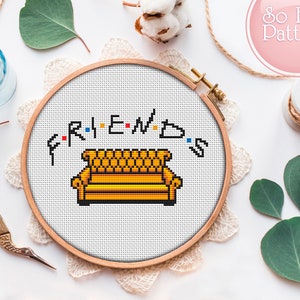 Easy Cross Stitch Pattern PDF Friends Orange Couch Funny Cross Stitch ...