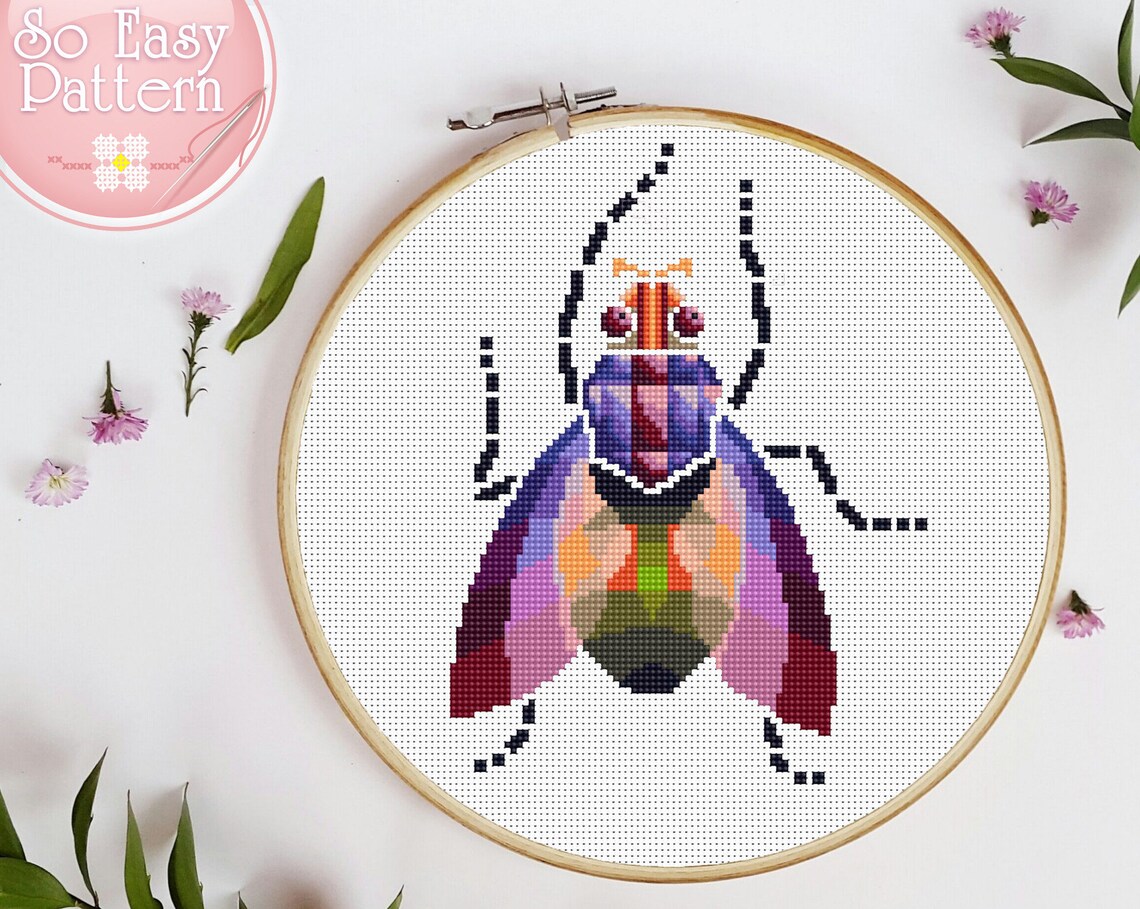 Cross stitch pattern Insect Geometric cross stitch Modern Etsy