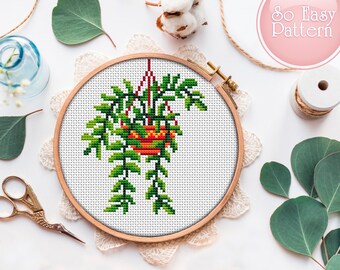 Plant cross stitch pattern PDF Botanical counted cross stitch Easy xstitch pattern Mini cross stitch House Plant Modern cross stitch chart