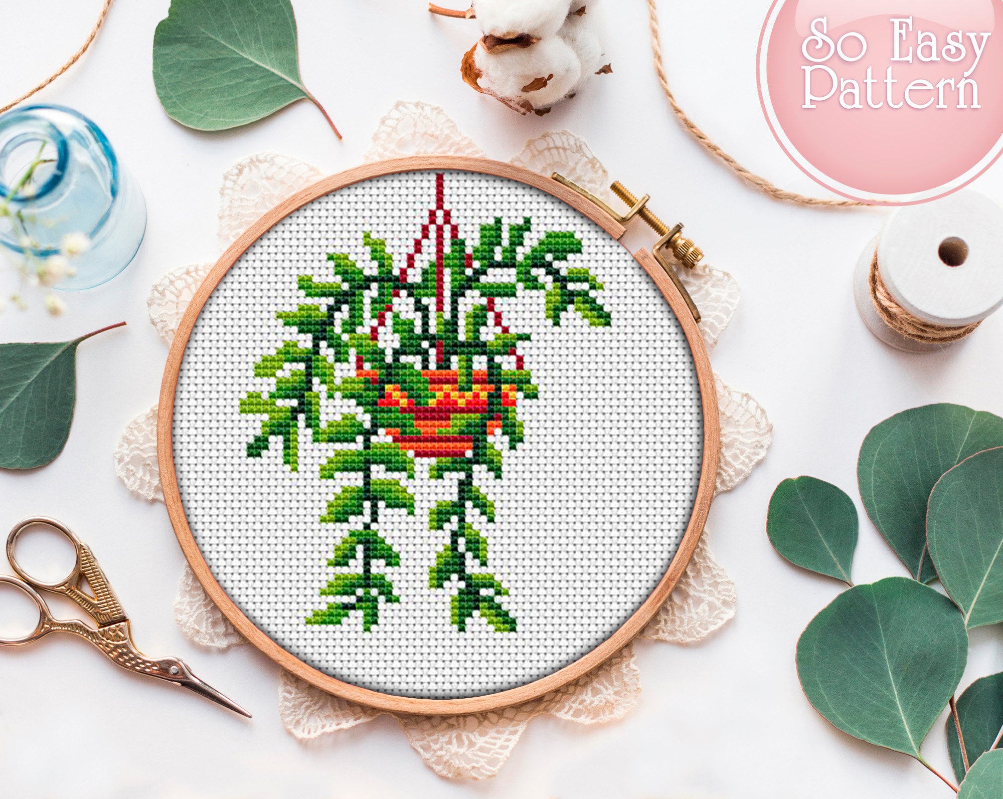 Plant Cross Stitch Pattern PDF Botanical Counted Cross Stitch Easy ...