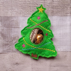 Christmas Tree Treat Bag In The Hoop Machine Embroidery Design, Christmas Treat bag, Embroidery File Chistmas Candy Holders