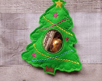 Christmas Tree Treat Bag In The Hoop Machine Embroidery Design, Christmas Treat bag, Embroidery File Chistmas Candy Holders
